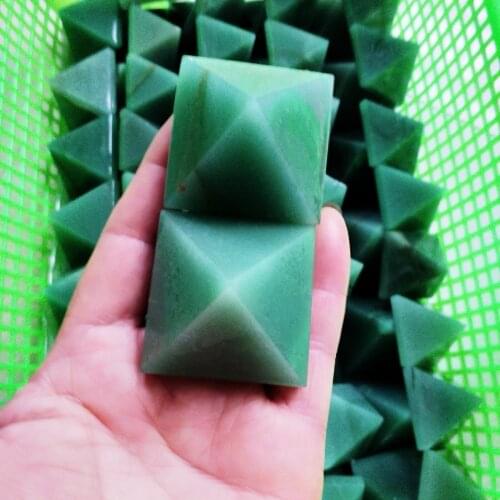 4cm Natural green Dongling jade crystal pyramid decoration energy healing tower 1pc