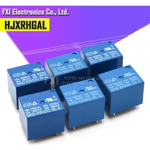 5PCS Relay SRD-03 05 09 06 24 12VDC-SL-C 5PINS 3V 5V 9V 6V 24V 12V High-quality SRD-03VDC-SL-C SRD-05VDC-SL-C SRD-09VDC-SL-C