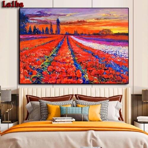 5D Full Square Drill Diamond Painting Poppy fields DIY 3D Embroidery puzzle Cross Stitch rhinestone pictures Mosaic Decor gift