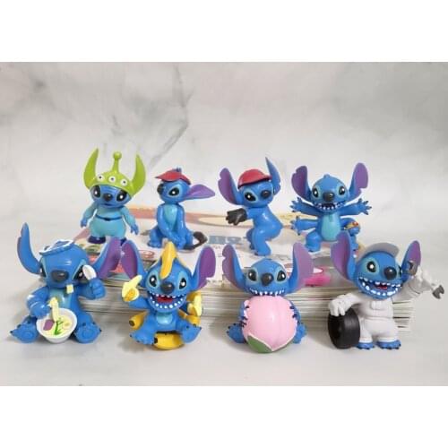 8PCS 4-6cm Disney Sports stitch food and play star baby baking cake decoration decoration bouquet decoration accessories doll