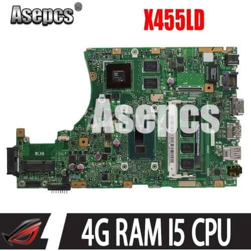 Asepcs X455LD Laptop motherboard for ASUS X455LD/J X455L X455 Y483L W419L W409L F455 Test original mainboard 4G RAM I5 CPU