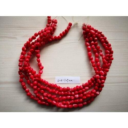 B0110 5Strands Natural 6x8-7x9mm Red Coral Gems Stone Loose Beads 15'' Strands Jewelry Making DIY