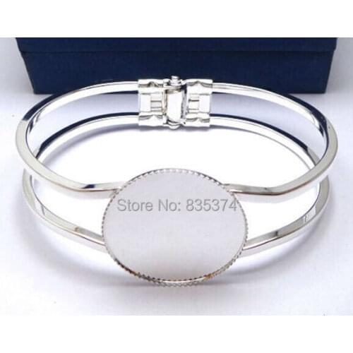 Free shipping,Silver Plated 30mm Cabochon Setting Cuff Bracelets Blank base for Jewelry Making