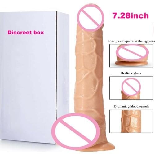7.5 Inches Womens Huge Dildo Penis Cock Whopper Dong Big Realistic Shape with Suction Cup Masturbator Adult Toy Sex Products