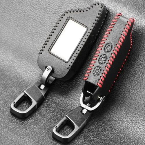 Genuine Leather B9 B6 LCD Body Cover Case 2 Way Car Alarm For Starline B9 B91 B6 B61 A91 A61 V7 Remote Key Chain