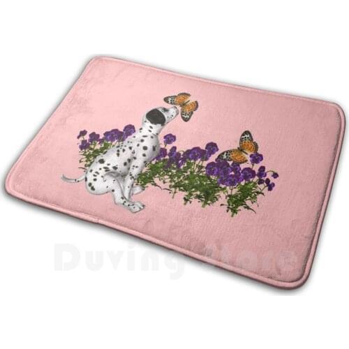 Dalmatian Puppy Butterflies Flowers Carpet Mat Rug Cushion Soft Non - Slip Animal Dog Puppy Cute Dalmatian Puppies