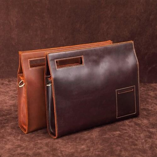 Business Briefcases Bag Men for Lawyer Vintage Crazy Horse Leather Laptop Bag A4 Office/Document Bag Mens Handbag Crossbody