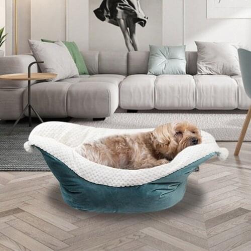 Pet Nest Autumn and Winter Deep Sleep Boat-shaped Cat Litter Kennel Ice Velvet Surface Soft Comfortable and Warm Velvet Liner