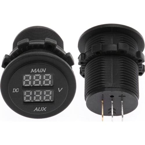 Round Panel Double Voltmeter for Car Pickup Truck SUV Red LED Digital Display Voltage Monitor Auto Replacement Parts
