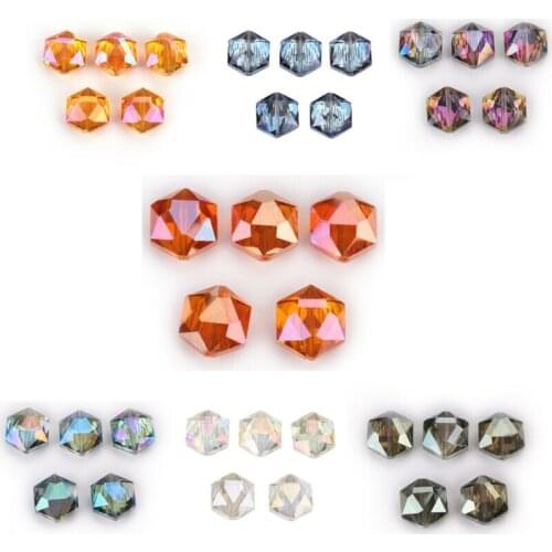Faceted Beads Hexagon Glass Loose 10 Making Earring Necklace 18mm Spacer Crystal