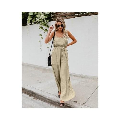 NEW Women Sling Jumpsuits Wide Leg Summer Sleeveless Rompers Long Pants Onesies Office Ladies Elegant Overalls Jumpsuit Trousers