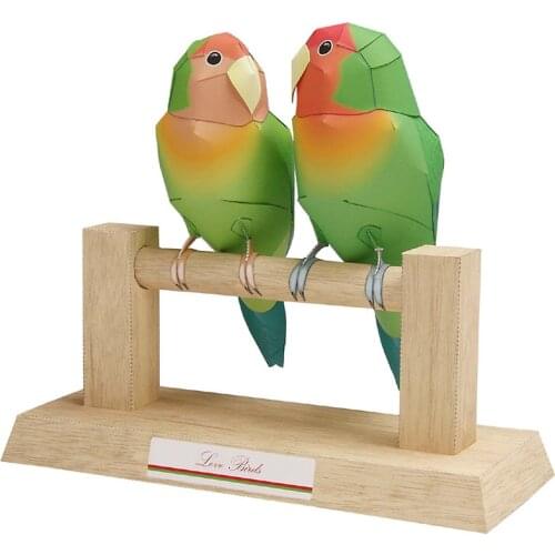 Love Birds Parrot Folding Cutting Mini Cute 3D Paper Model Papercraft Flying Animal Figure DIY Kids Adult Craft Toys QD-105