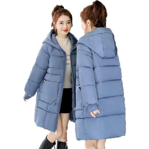 European fashion Youth clothing Women winter jacket Large size Hooded Padded jackets Down cotton Long warm coat Free shipping
