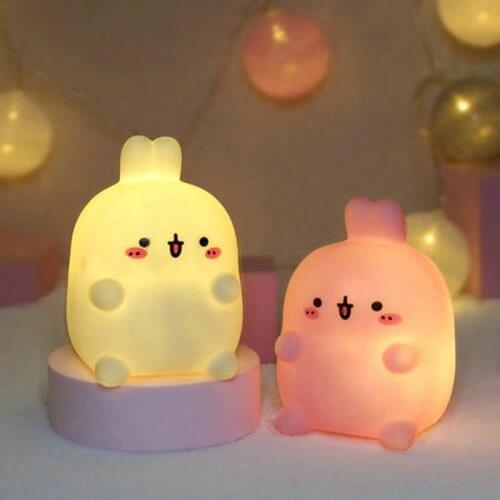 Cartoon Creative Night Light Unplugged Bunny Decoration Bedroom Bedside Lamp