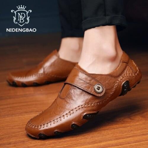 Men Shoes luxury Brand Leather Casual Driving Oxfords Shoes Men Loafers Black Brown Flat Shoes for Men Flats Drop Shipping