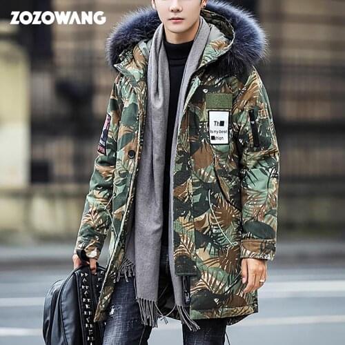 2020 Casual Winter down Jacket Men High Quality Fur Collar Thick Warm white duck down Parka Men Long Coat Camouflage Windproof