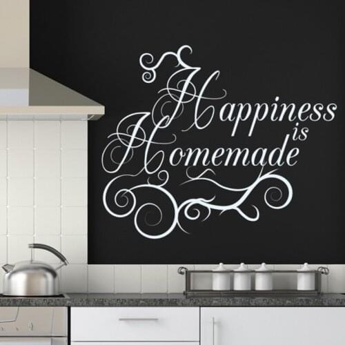 Happiness Is Homemade Wall Sticker Kitchen living room home decor quote wall decal vinyl Removable Family sticker muraux EA065