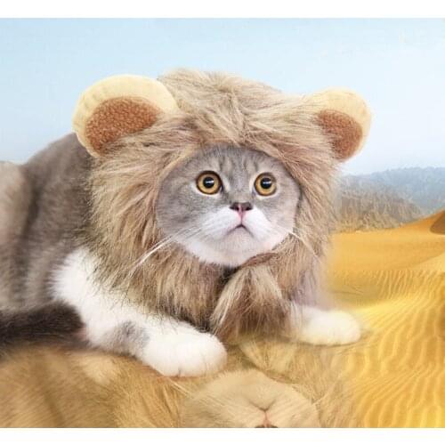 Fancy Dress Up Pet Costume Cat Halloween Clothes Dogs Lion Velcro Mane Wig with Ears Festival Dress Up