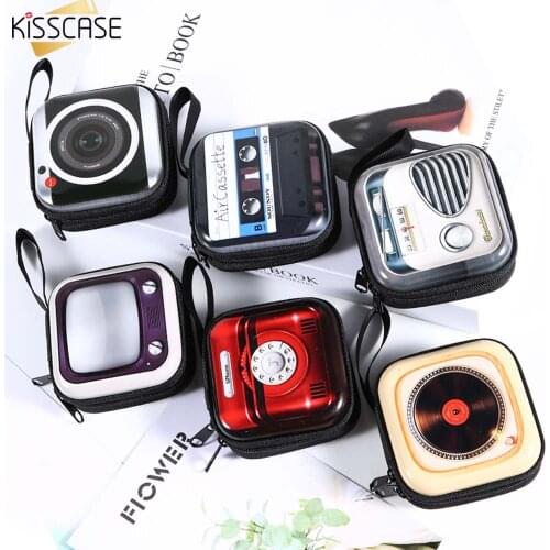 KISSCASE Portable Earphone Bag Mini Zipper Square Hard Storage Box For Headphone Memory Card Coin USB Cable Organizer 2021 New