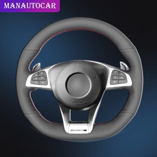 Auto Braid On The Steering Wheel Cover for Mercedes-Benz A 45 AMG 2016-2018 C 43 63 AMG CLA 45 2015-2018 CLS 63 AMG Car Covers