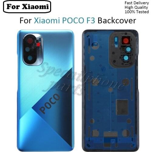 Original For Xiaomi POCO F3 Back Glass Battery Cover Panel Rear Door Housing Case With Camera Lens M2012K11AG Replacement Parts