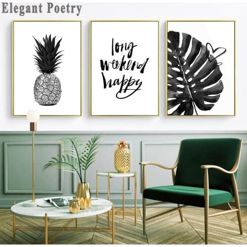 Pineapple Plants Leaves Canvas Art Painting Landscape Posters Black White Prints Minimalist Wall Picture Modern Home Decoration