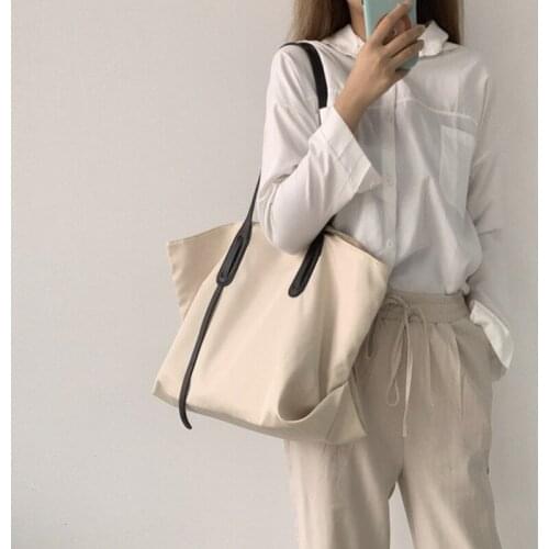 Simplicity Style INS Big Capacity Casual Fashion Canvas Harajuku Women Vintage Shoulder Bag Tote Bag