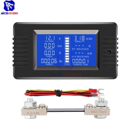 Diymore PZEM-015 100A Shunt Battery Tester Voltage Amp Power Capacity Internal & External Resistance Residual Electricity Meter