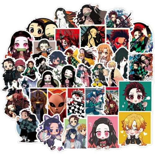 10/30/50Pcs NEW Japan Anime Kimetsu No Yaiba Stickers For Laptop Skateboard Car Bicycle Phone Demon Blade Slayer Decal Sticker