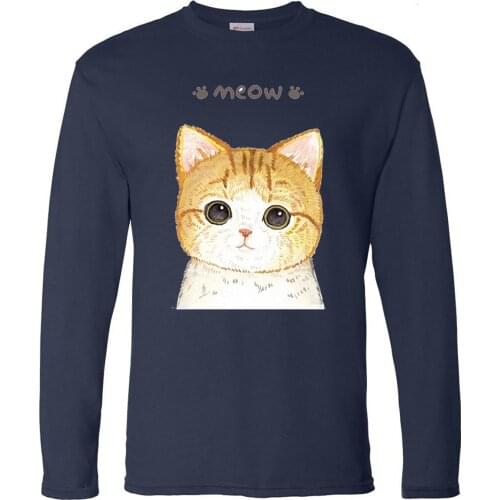 Lovely Cat Meow Round Neck Tops Long Sleeve Tee Brand T-Shirts Mans T-shirt Camiseta Streetwear Karate Kid T Shirt Tshirts