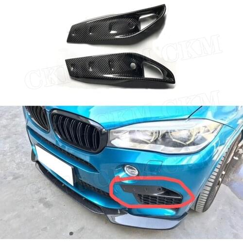 Dry Carbon Fiber Front Foglamp Eyelids Canards Air Vent Trim Grill Frames For BMW X5M F85 X6M F86 2015 -2019 Auto Car Styling