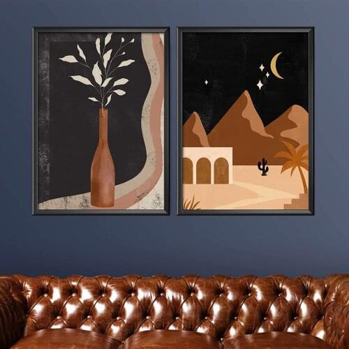 Vase Flower Night Landscape Modern Minimalist Artwork Room Art Prints Set Of 2 Print Typography Painting No Frame Pictures