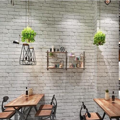 Waterproof White Brick Effect Wallpaper 3D Wall Papar Roll Modern Rustic Realistic Faux Brick Texture Vinyl PVC Wall Covering