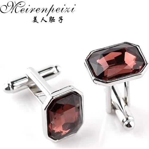 New Arrival Crystal Personalized Cuff links Top Quality Groom Wedding Cufflinks Buttons Shirt Cuffs Gemelos