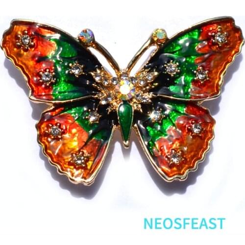 Delicate Butterfly Rhinestone Brooches for Women Elegant Crystal Pin Enamel Brooch Ladies Party Dress Decoration Classic Jewelry