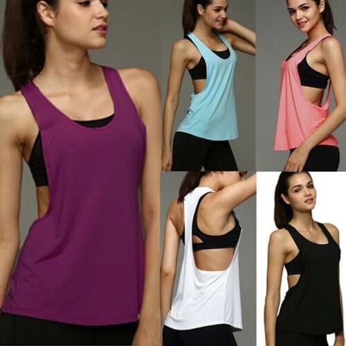 Women 8 Color Summer Sexy Sports Yoga Tank Top Fitness Workout Tops Gyming Sleeveless Shirts Sporting Quick Drying Loose Vest