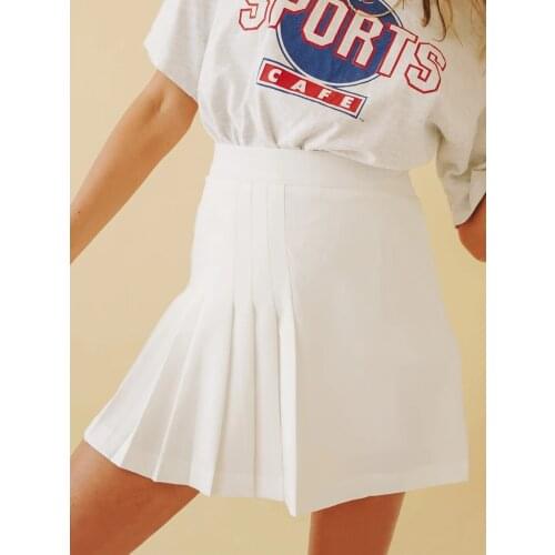 Womens Solid Color High Waist Skirt Student Summer Beach Short Skirt Tennis Skirt Pleated Skirt Female Kawaii Mini Girl Skirt