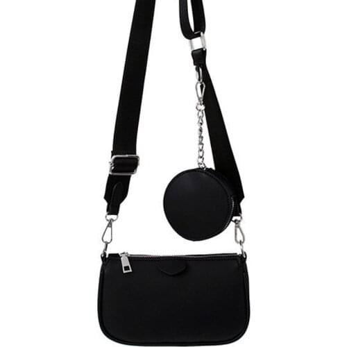 2021 Womens Luxury Black 2in1 Detachable Shoulder Bag PU Leather Casual Crossbody Bags Purse Retro Designer Small Square Bag