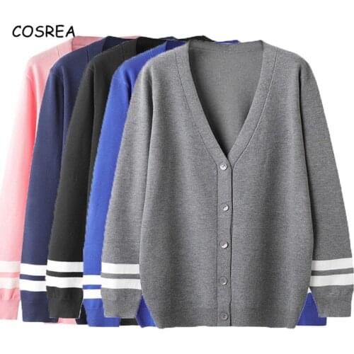 Women Mens Solid Color Black Cardigan Sweater Single-Breasted Sweater Long Sleeve Loose Tops Coat Knitting Pull Femme Lovers
