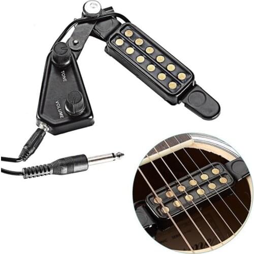 Guitar Pickup 12 Sound Hole Transducer for Acoustic Guitar Magnetic Preamp with Tone Volume Control for Guitar Accessories