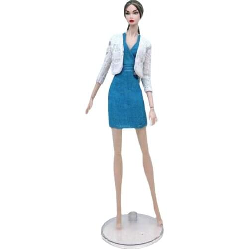 1/6 Fashion White Coat Blue Dress For Barbie Doll Clothes Outfits Jacket & Dress 11.5" Dolls Accessories Kids & Baby Toys Gifts