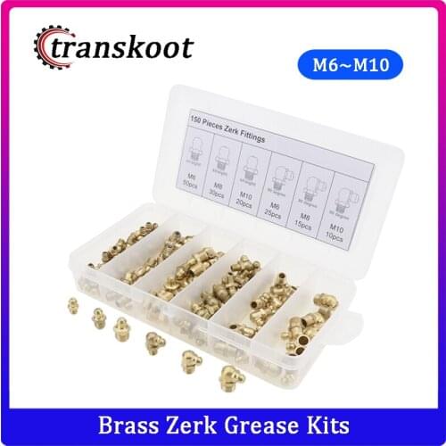 150pcs M6 M8 M10 Brass Zerk Straight and 90 Degree Grease Nipple Fitting Assortment Kits