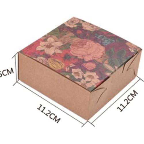 2018 Sale Gift Bag 20pcs/lot 11.2x11.2x4.5cm Small Flowers 4pack Cake Box Cardboard Boxes For Cakes 6 For Grain Kraft Paper