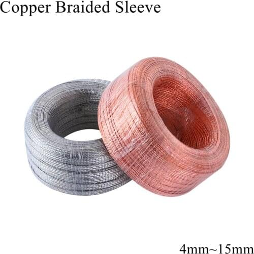 4mm 6mm 8mm 12mm 15mm Tinned Copper Braided Sleeve Metal Sheath Wire Wrap Anti interference Screening Cable Shield Shielding