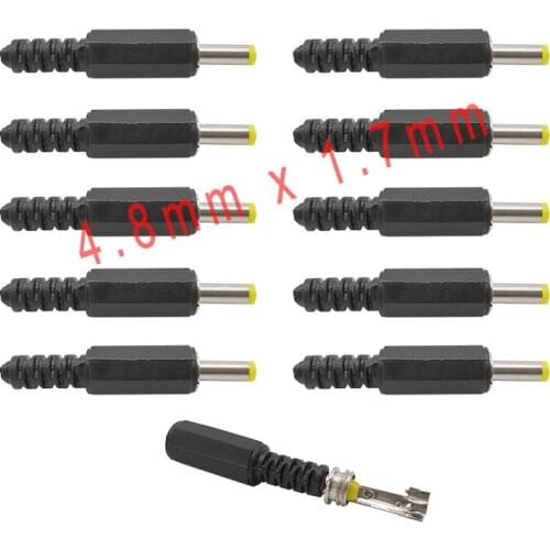 5/10Pcs 4.8mmx1.7mm DC Power Male Plug Jack Solder Connector DC Power 4.8*1.7mm Socket Adapter for DIY Wire Cable Solder