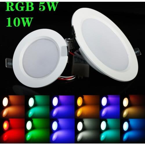 5W 10W RGB LED Ceiling Lamp Panel Light Downlight Led Bulb Lamps with rgb Remote Controller AC85-265V for dining room bedroom