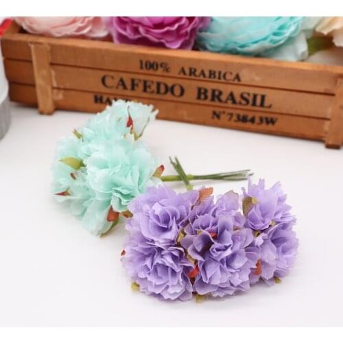 6pcs/lot Artificial Silk Flower Carnations For Wedding Mariage Decoration DIY Scrapbooking Handmade Craft Accessories Flower