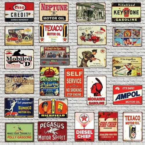 Motor Oil Car Plaque Metal Vintage Shabby Chic Wall Home Art Auto Tire Shop Garage Gas Station Decor 30X20CM DU-4402A