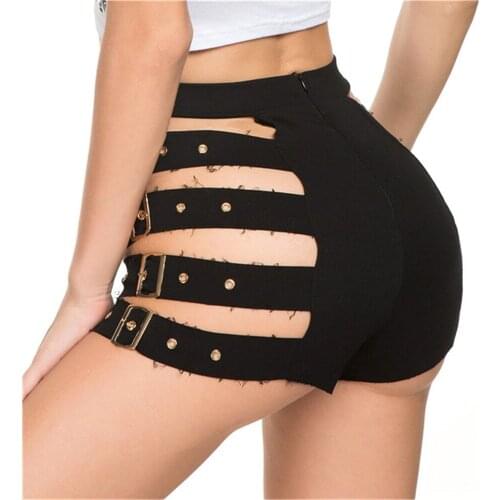 Hollow Out Sexy Bandage Dance Shorts Women Bar shorts Clubwear Cut Out Shorts femme Slim High Waist Shorts