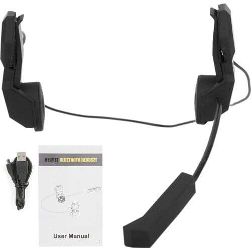 Wireless Helmet Earphone Motorcycle Bike Racing Helmet BT Earphone With Mic Helmet Bluetooth Headset Black